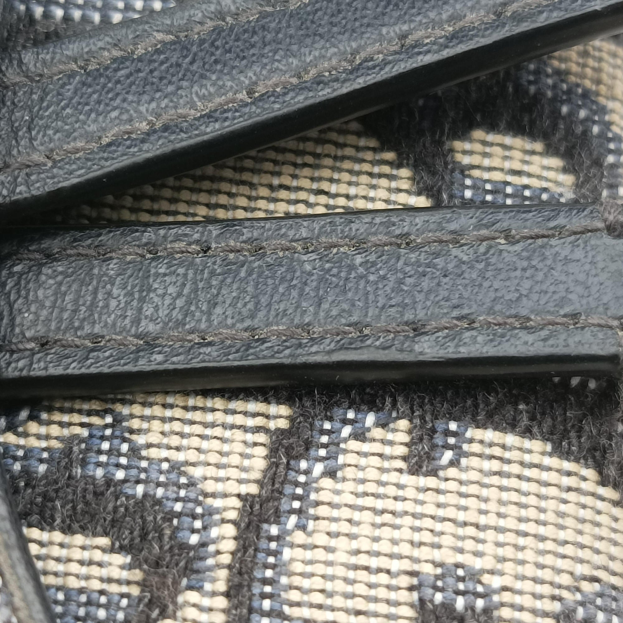 Vintage Christian Dior Saddle Navy×Gray jacquard  shoulderbag | stylenewstar