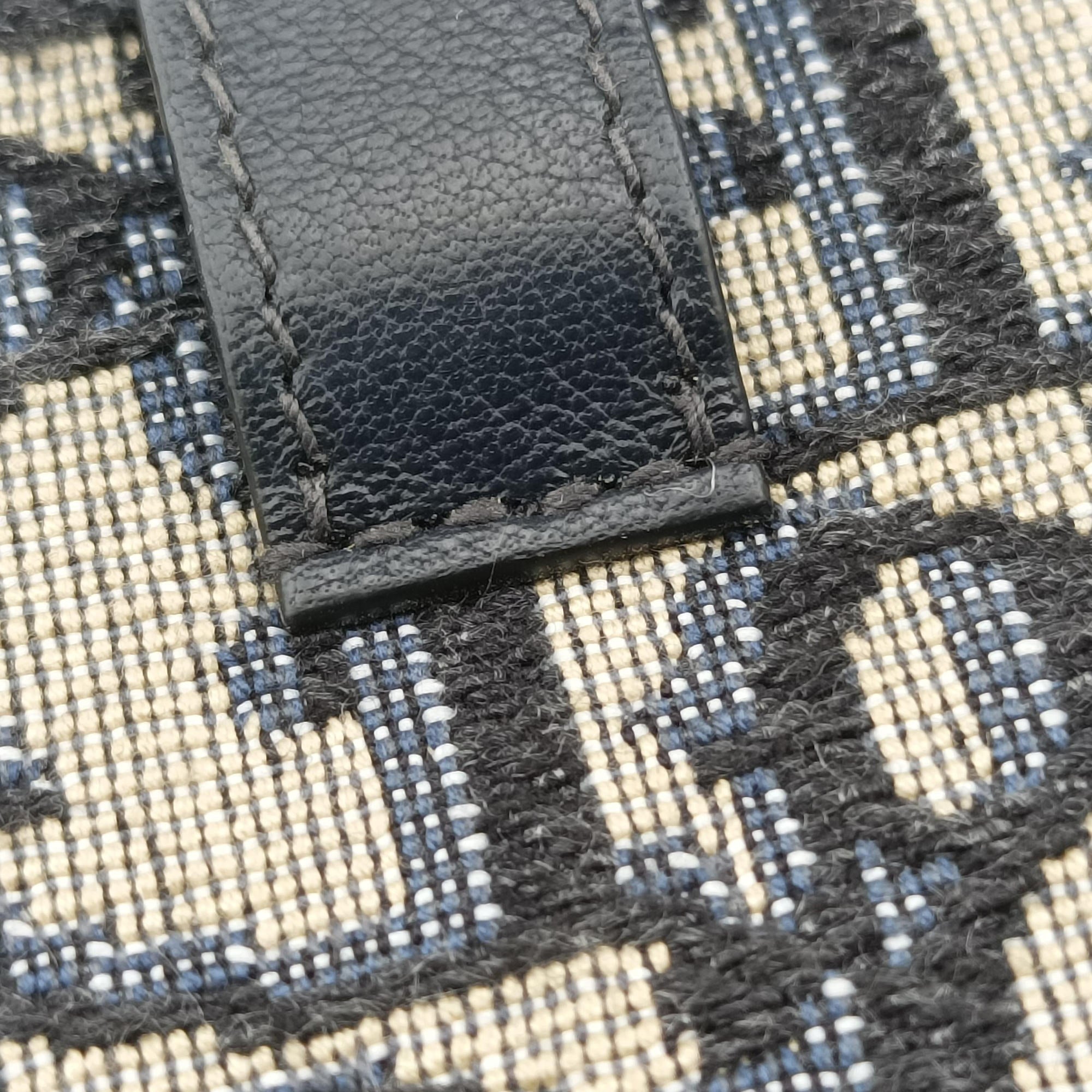 Vintage Christian Dior Saddle Navy×Gray jacquard  shoulderbag | stylenewstar