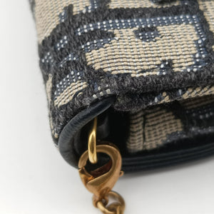 Vintage Christian Dior Saddle Navy×Gray jacquard  shoulderbag | stylenewstar