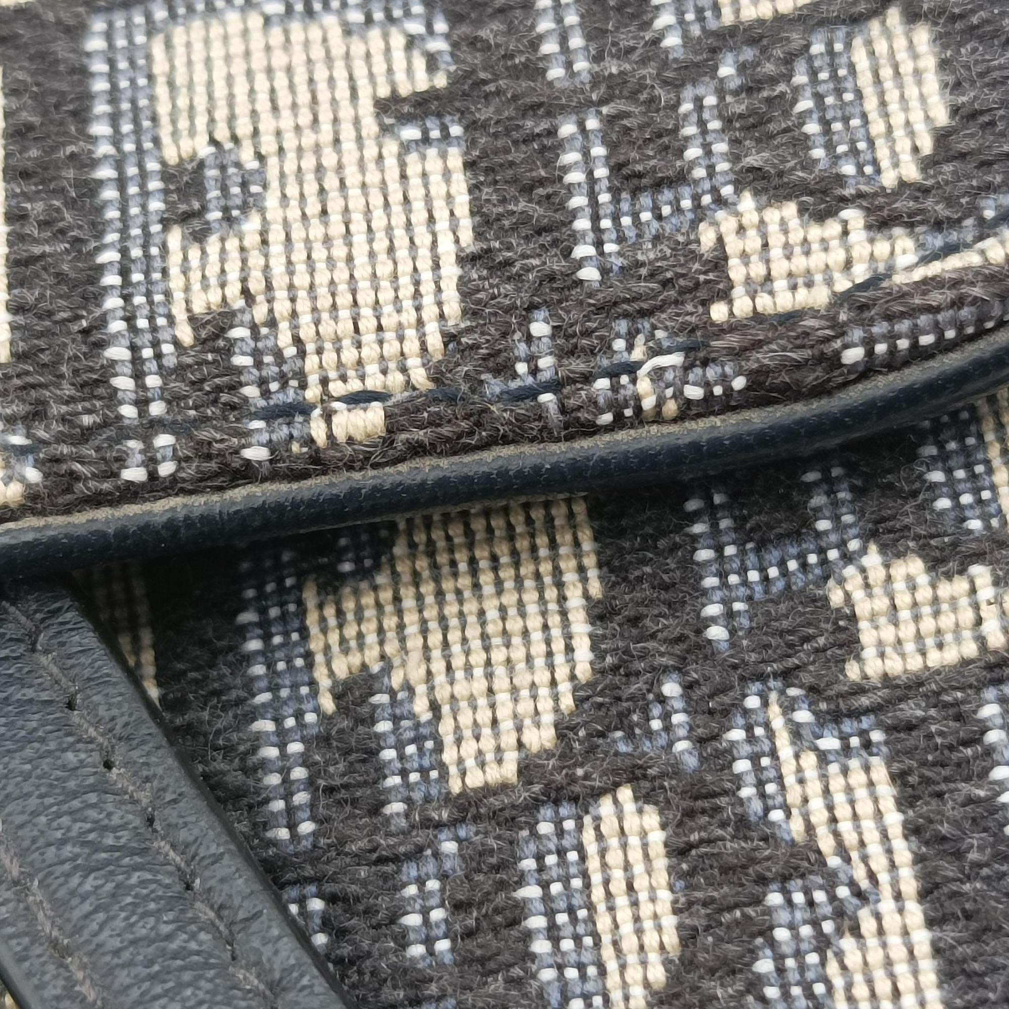 Vintage Christian Dior Saddle Navy×Gray jacquard  shoulderbag | stylenewstar