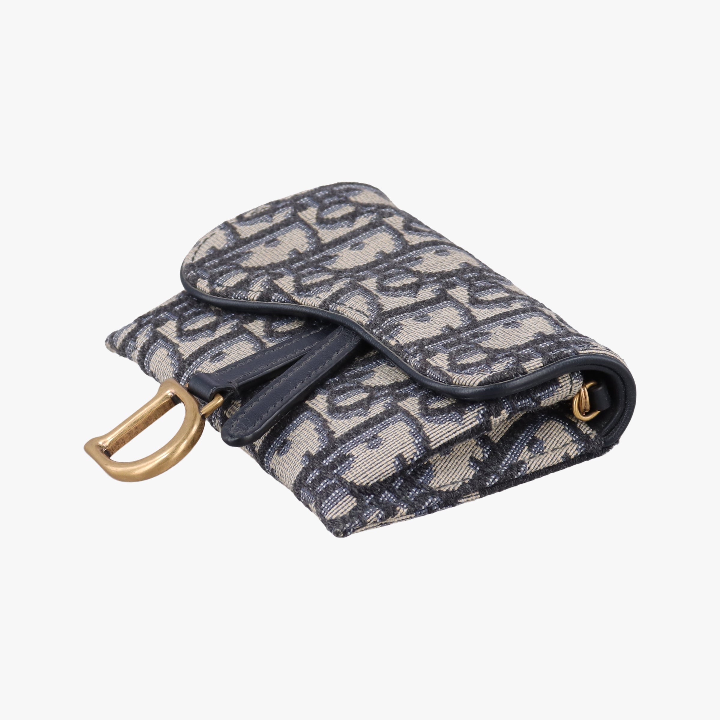 Vintage Christian Dior Saddle Navy×Gray jacquard  shoulderbag | stylenewstar
