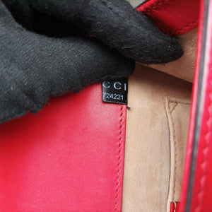Pre-owned Gucci Sylvie Red×navy Leather 431666 shoulderbag | stylenewstar