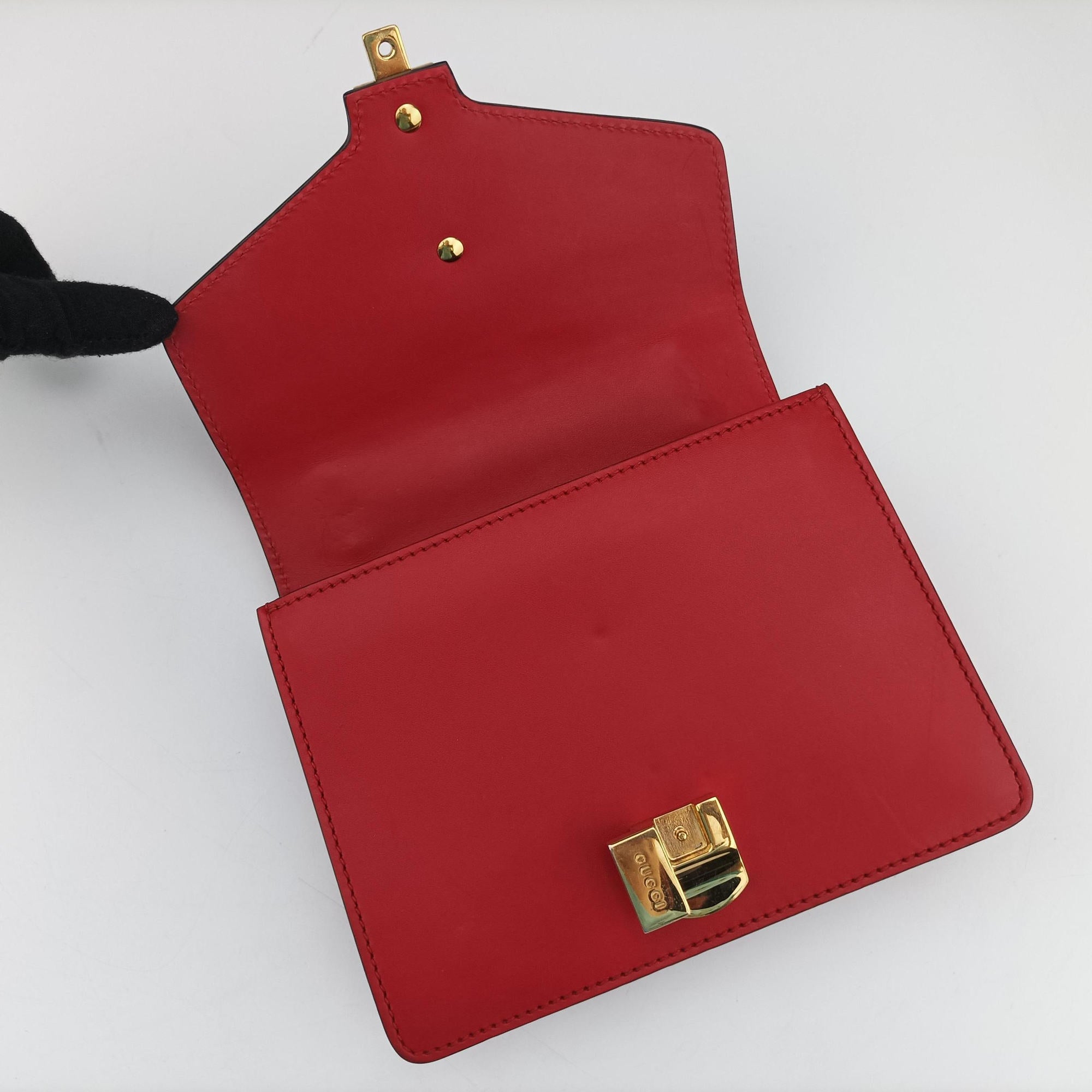 Pre-owned Gucci Sylvie Red×navy Leather 431666 shoulderbag | stylenewstar