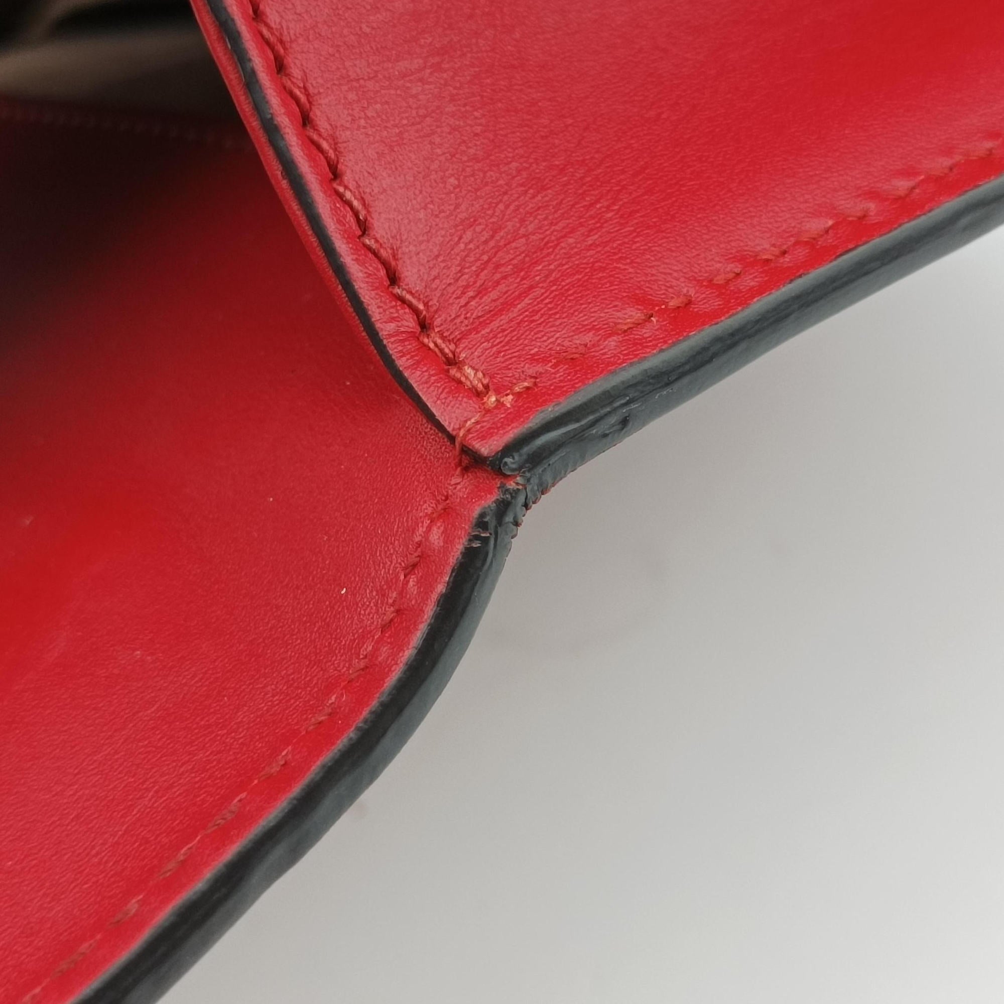 Pre-owned Gucci Sylvie Red×navy Leather 431666 shoulderbag | stylenewstar