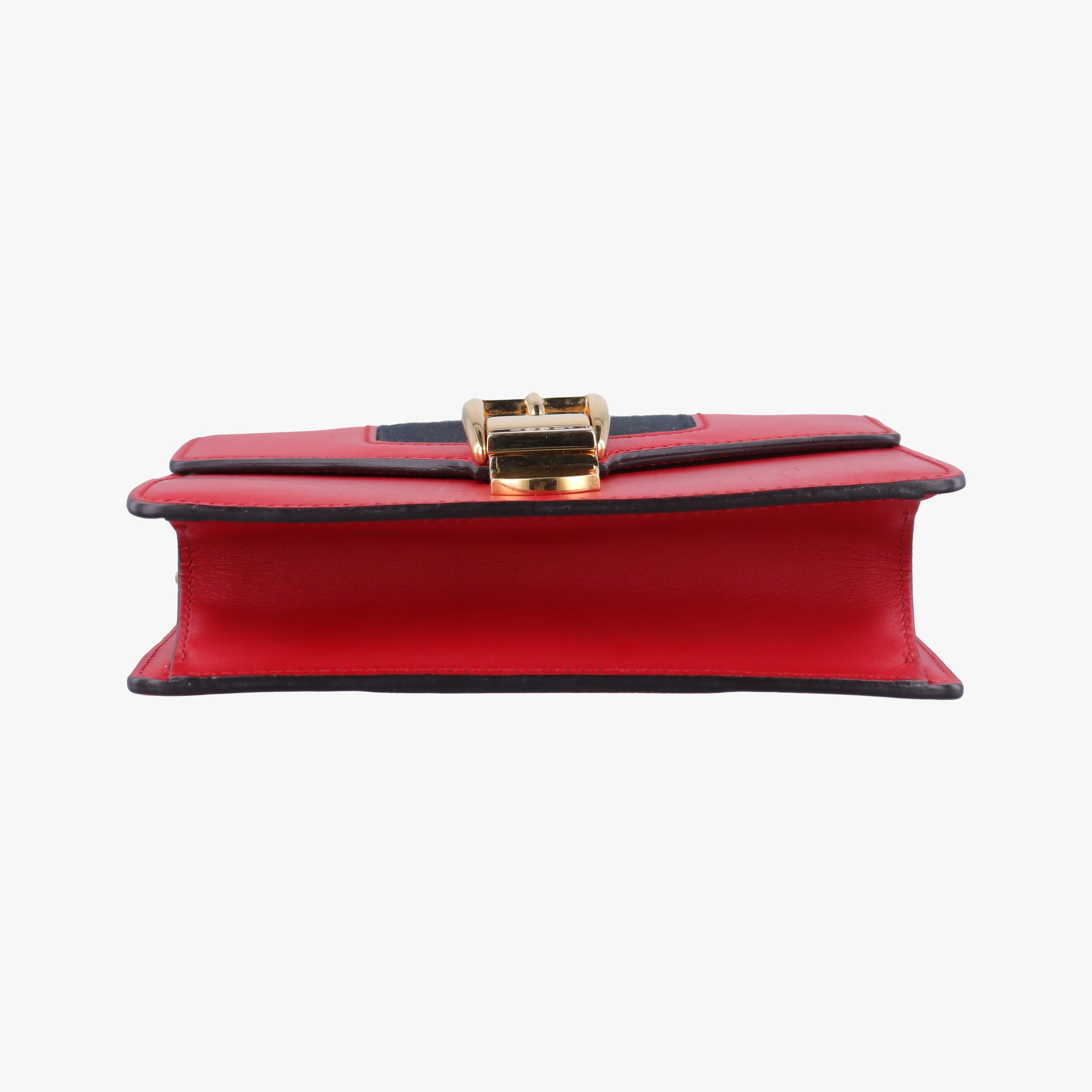 Pre-owned Gucci Sylvie Red×navy Leather 431666 shoulderbag | stylenewstar