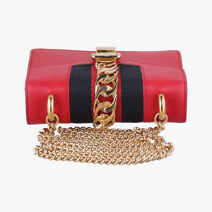 Pre-owned Gucci Sylvie Red×navy Leather 431666 shoulderbag | stylenewstar