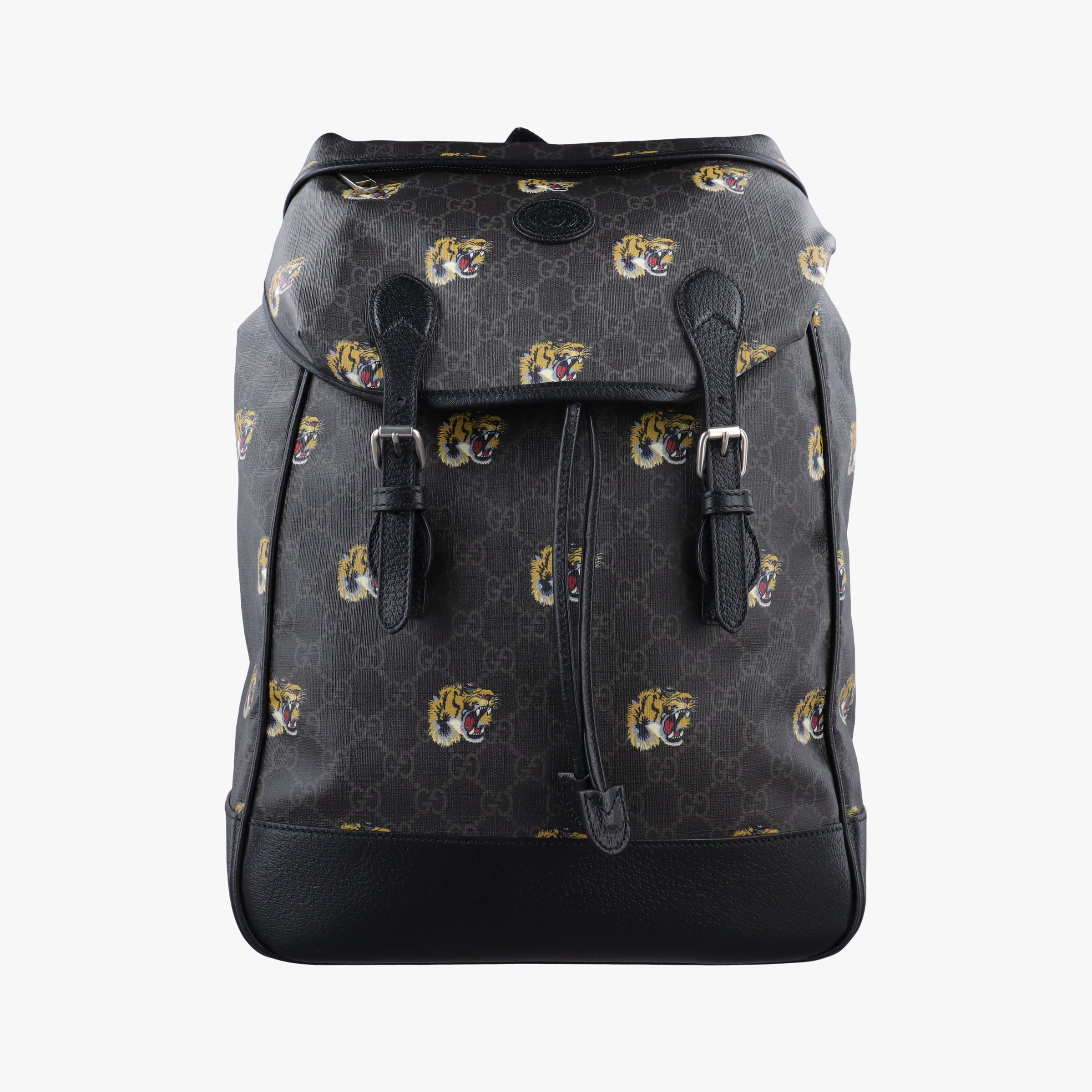 Secondhand Gucci Interlocking G Black GG Supreme Canvas × Leather 696013 backpack/rucksack | stylenewstar