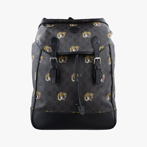 Secondhand Gucci Interlocking G Black GG Supreme Canvas × Leather 696013 backpack/rucksack | stylenewstar