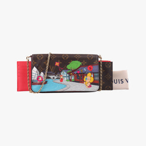 Pre-owned Louis Vuitton 2022 Christmas Animation China Chengdu Pochette Felicie Brown×multi Monogram Coated Canvas  crossbodybag | stylenewstar