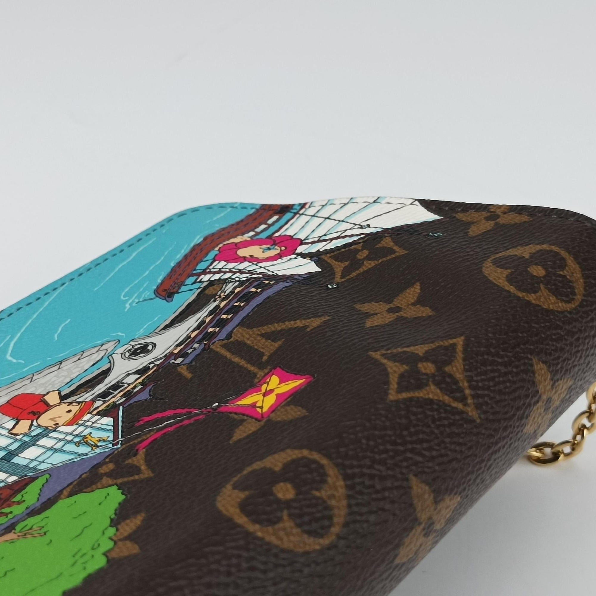 Pre-owned Louis Vuitton 2022 Christmas Animation China Chengdu Pochette Felicie Brown×multi Monogram Coated Canvas  crossbodybag | stylenewstar