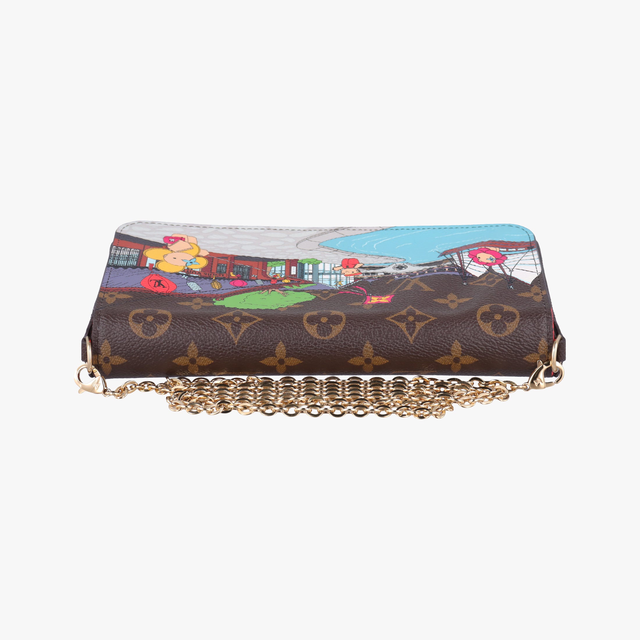 Pre-owned Louis Vuitton 2022 Christmas Animation China Chengdu Pochette Felicie Brown×multi Monogram Coated Canvas  crossbodybag | stylenewstar