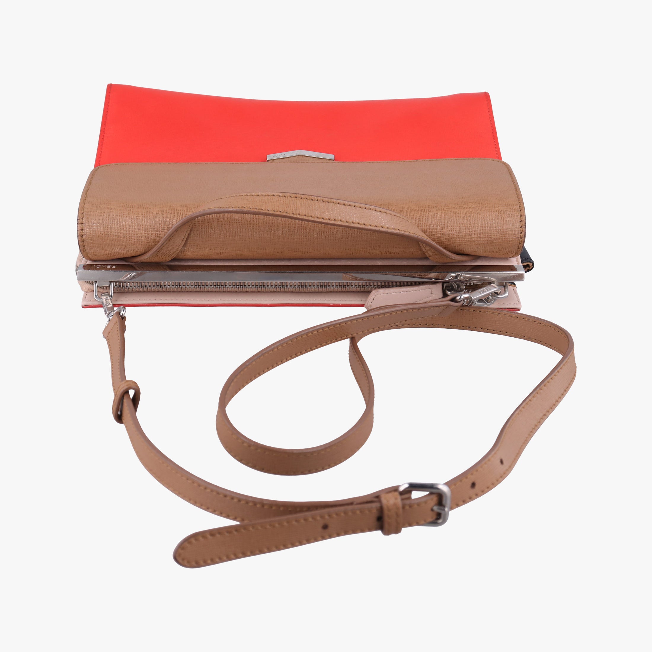 Secondhand Fendi Demi Jour Red × Brown Leather 8BT222 shoulderbag | stylenewstar