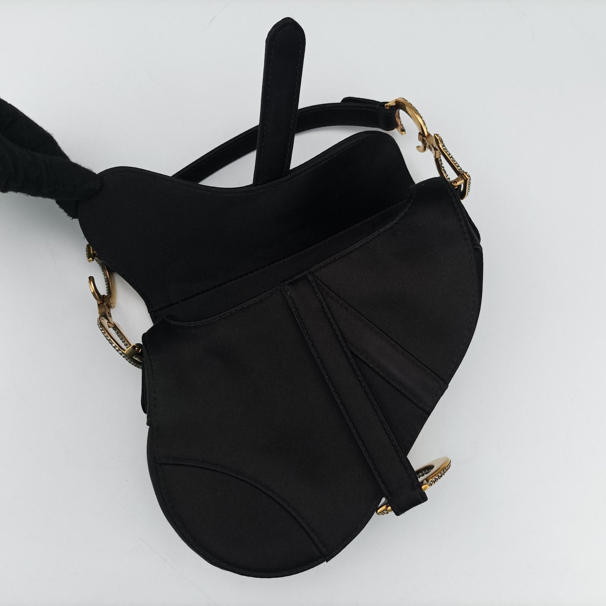Secondhand Christian Dior Saddle bag Black Silk  handbag | stylenewstar