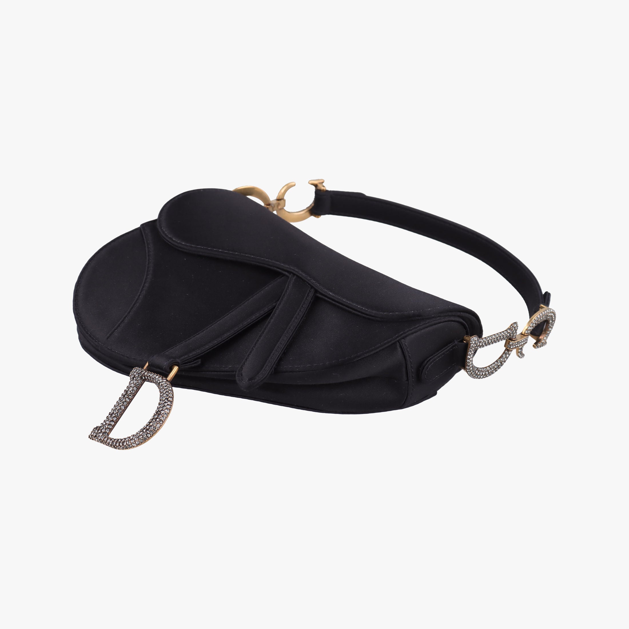 Secondhand Christian Dior Saddle bag Black Silk  handbag | stylenewstar