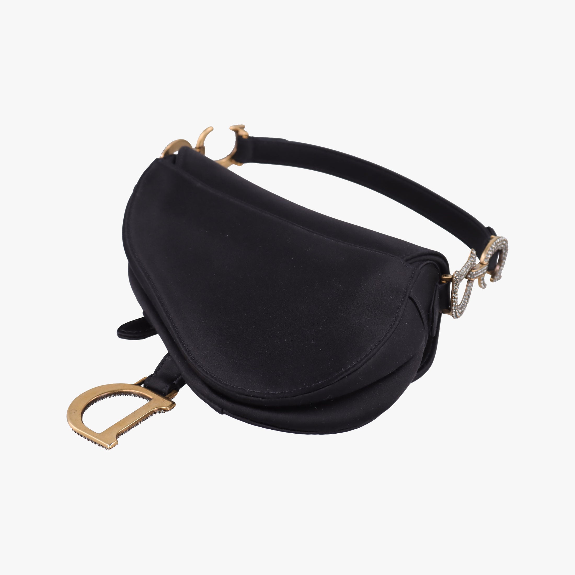 Secondhand Christian Dior Saddle bag Black Silk  handbag | stylenewstar