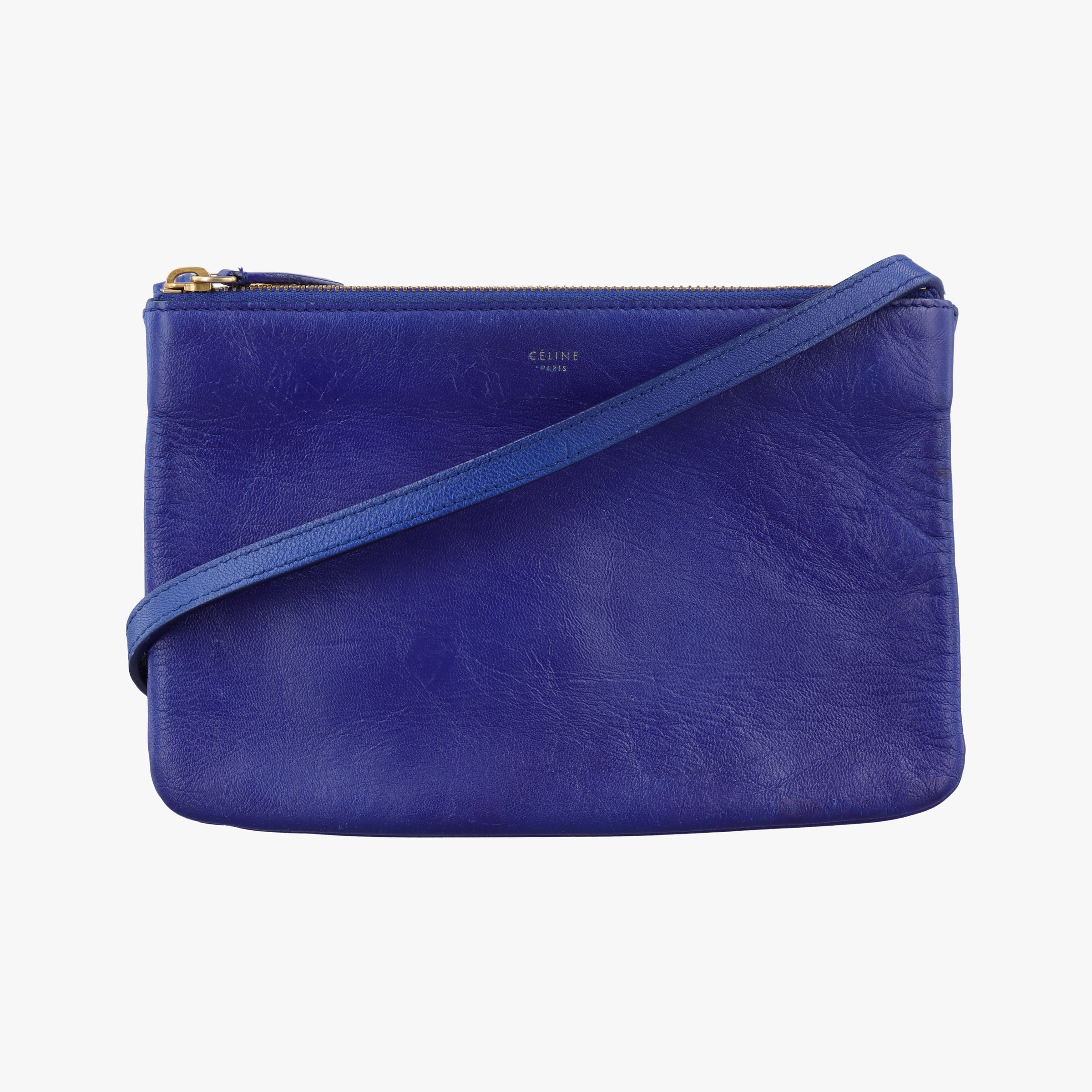 Vintage Celine TRIO Blue Leather  shoulderbag | stylenewstar