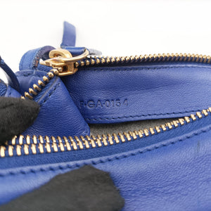 Vintage Celine TRIO Blue Leather  shoulderbag | stylenewstar