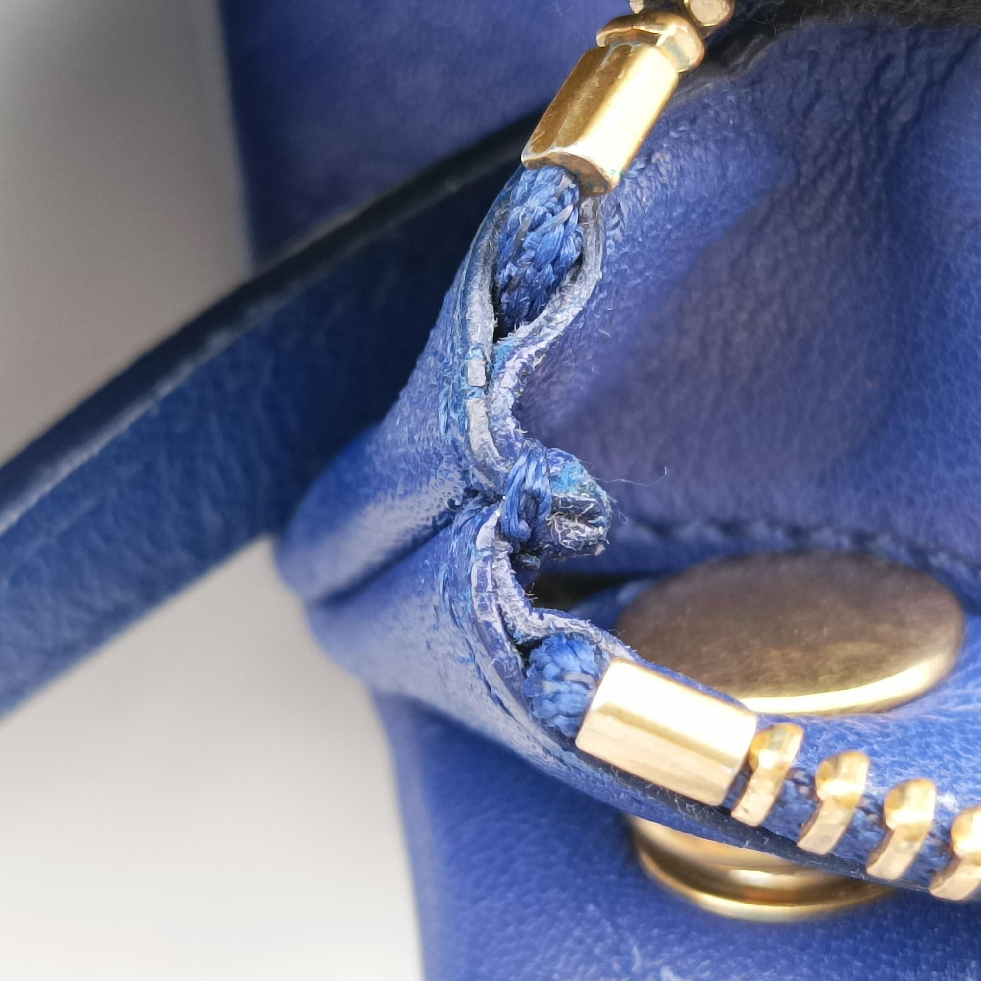 Vintage Celine TRIO Blue Leather  shoulderbag | stylenewstar