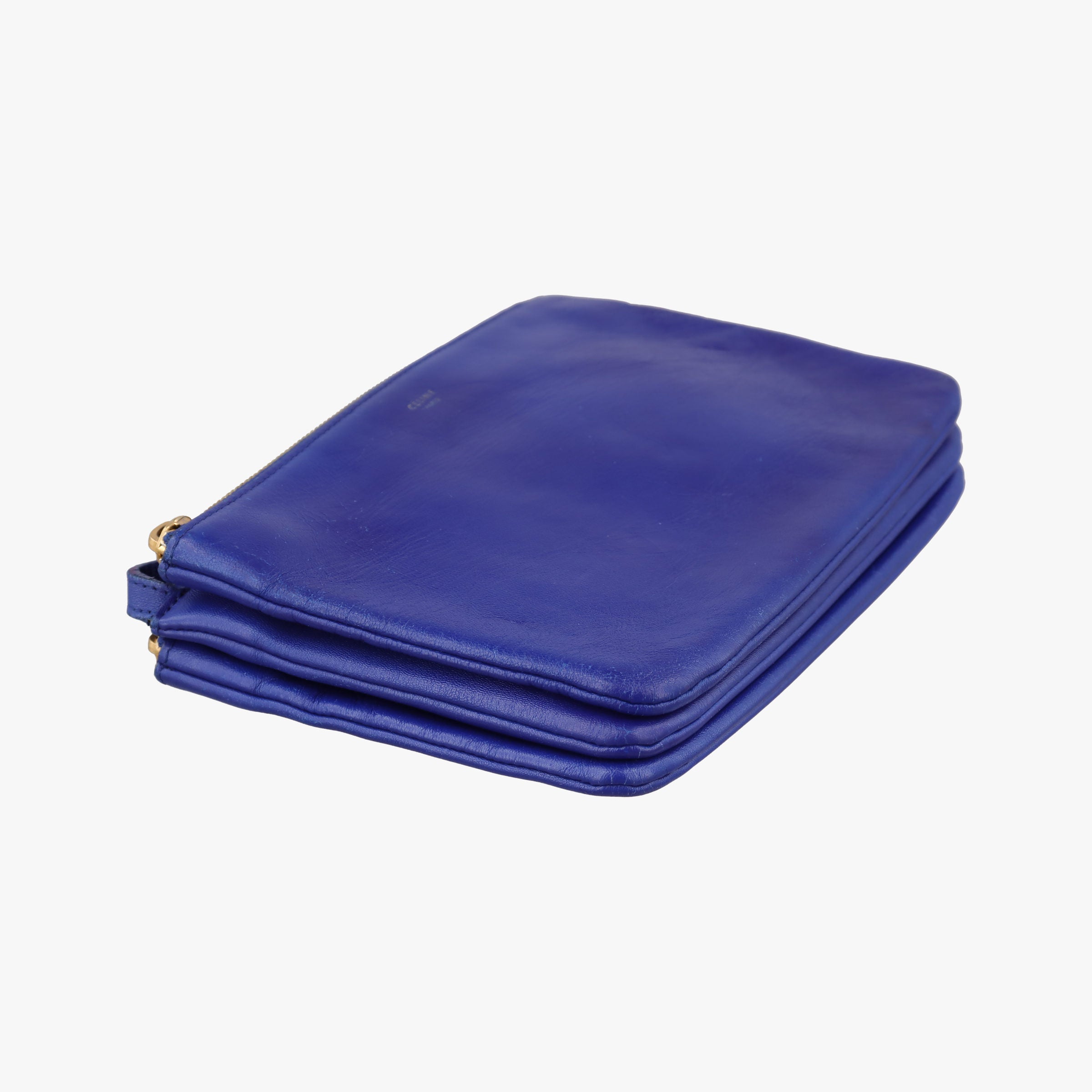 Vintage Celine TRIO Blue Leather  shoulderbag | stylenewstar