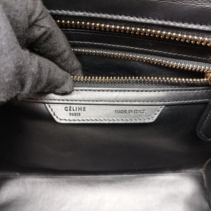 Pre-owned Celine Luggage Micro shopper Black × Ivory × Orange Canvas × Leather  handbag | stylenewstar