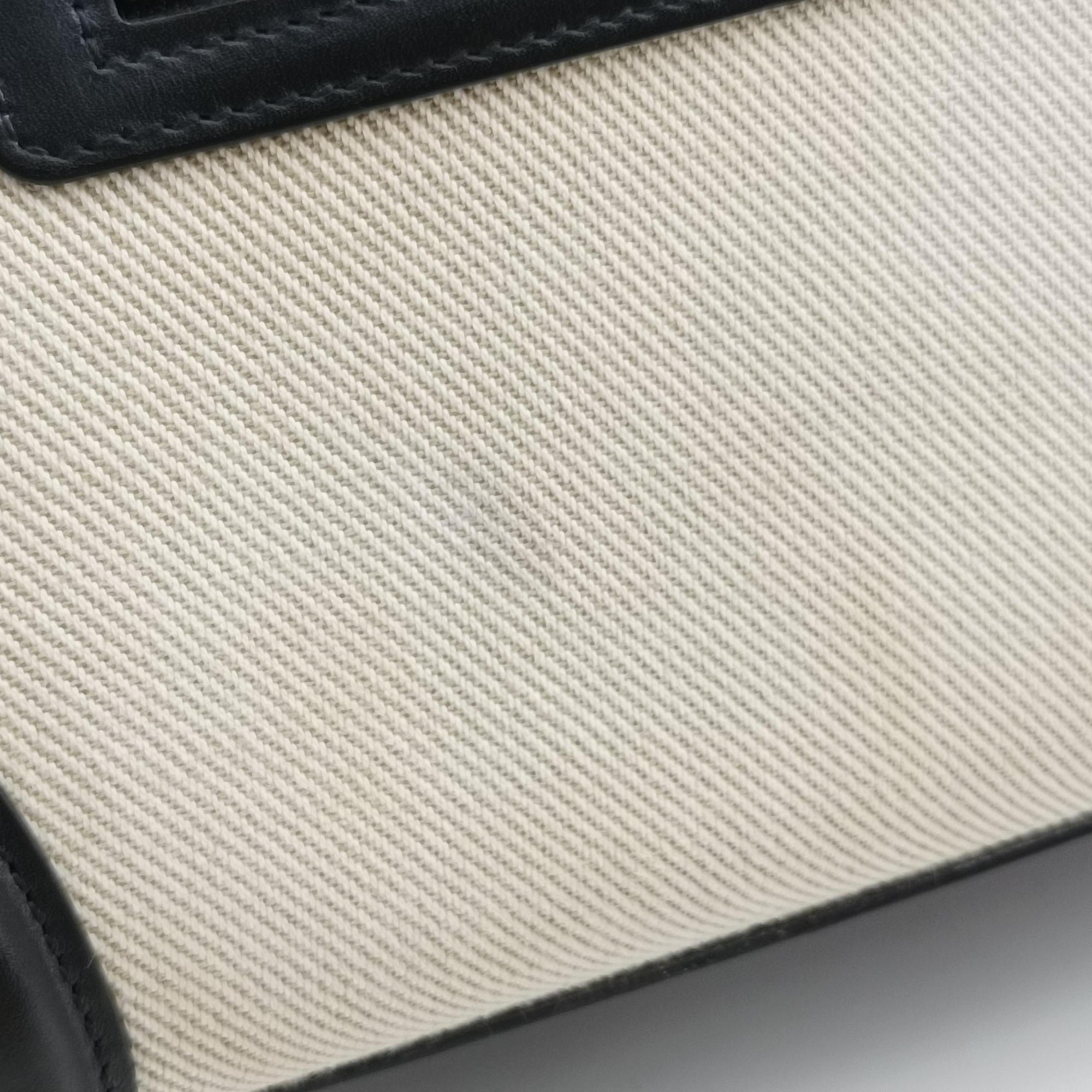 Pre-owned Celine Luggage Micro shopper Black × Ivory × Orange Canvas × Leather  handbag | stylenewstar
