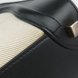 Pre-owned Celine Luggage Micro shopper Black × Ivory × Orange Canvas × Leather  handbag | stylenewstar