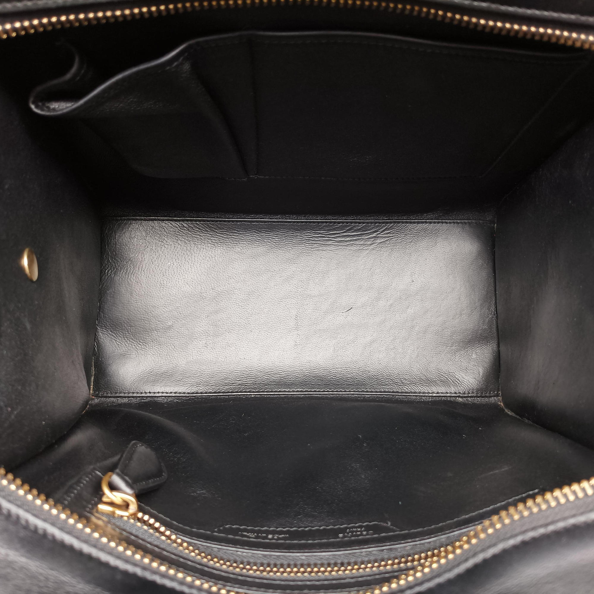 Pre-owned Celine Luggage Micro shopper Black × Ivory × Orange Canvas × Leather  handbag | stylenewstar
