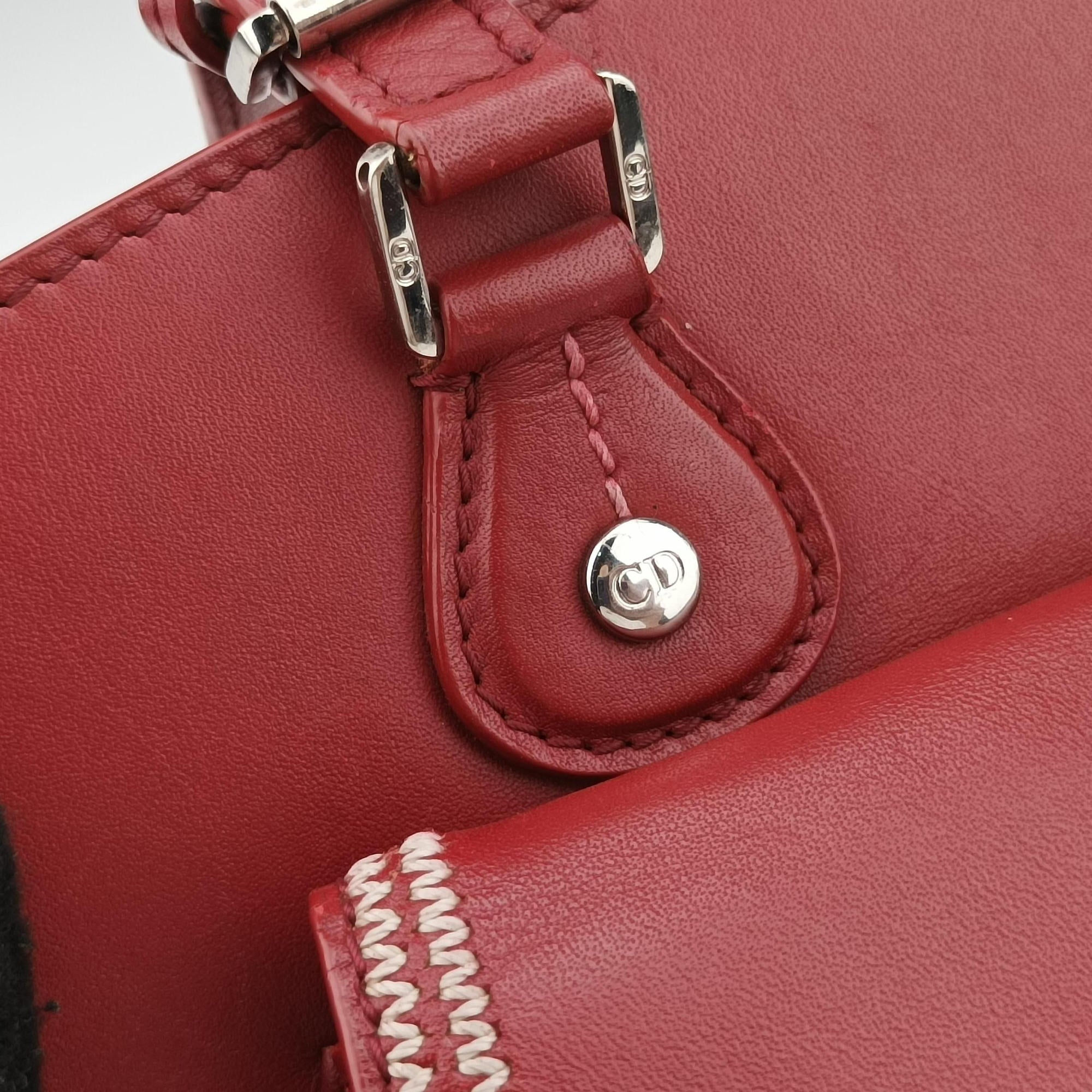 Secondhand Christian Dior D charm Red Leather  handbag | stylenewstar