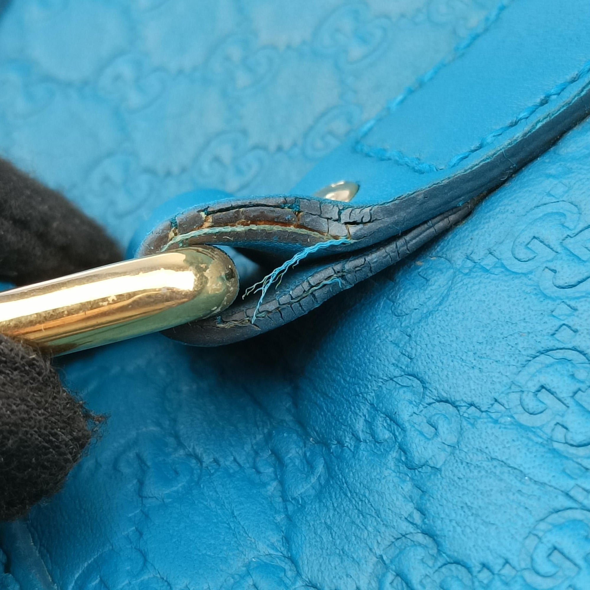 Pre-owned Gucci Microguccissima Blue Leather 449663 handbag | stylenewstar