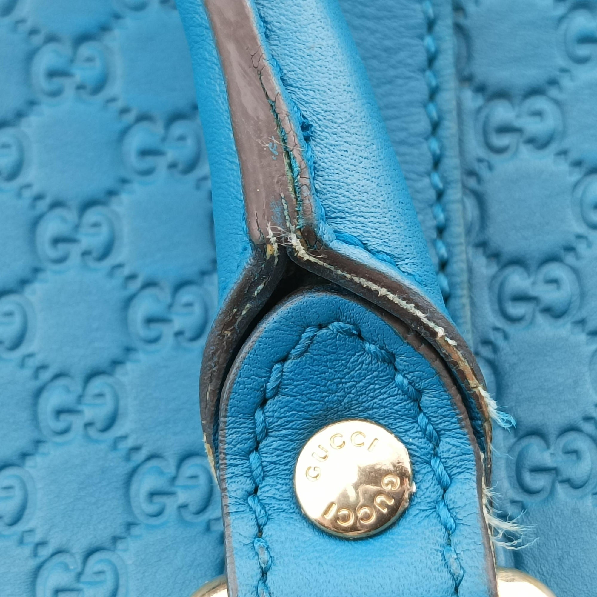 Pre-owned Gucci Microguccissima Blue Leather 449663 handbag | stylenewstar