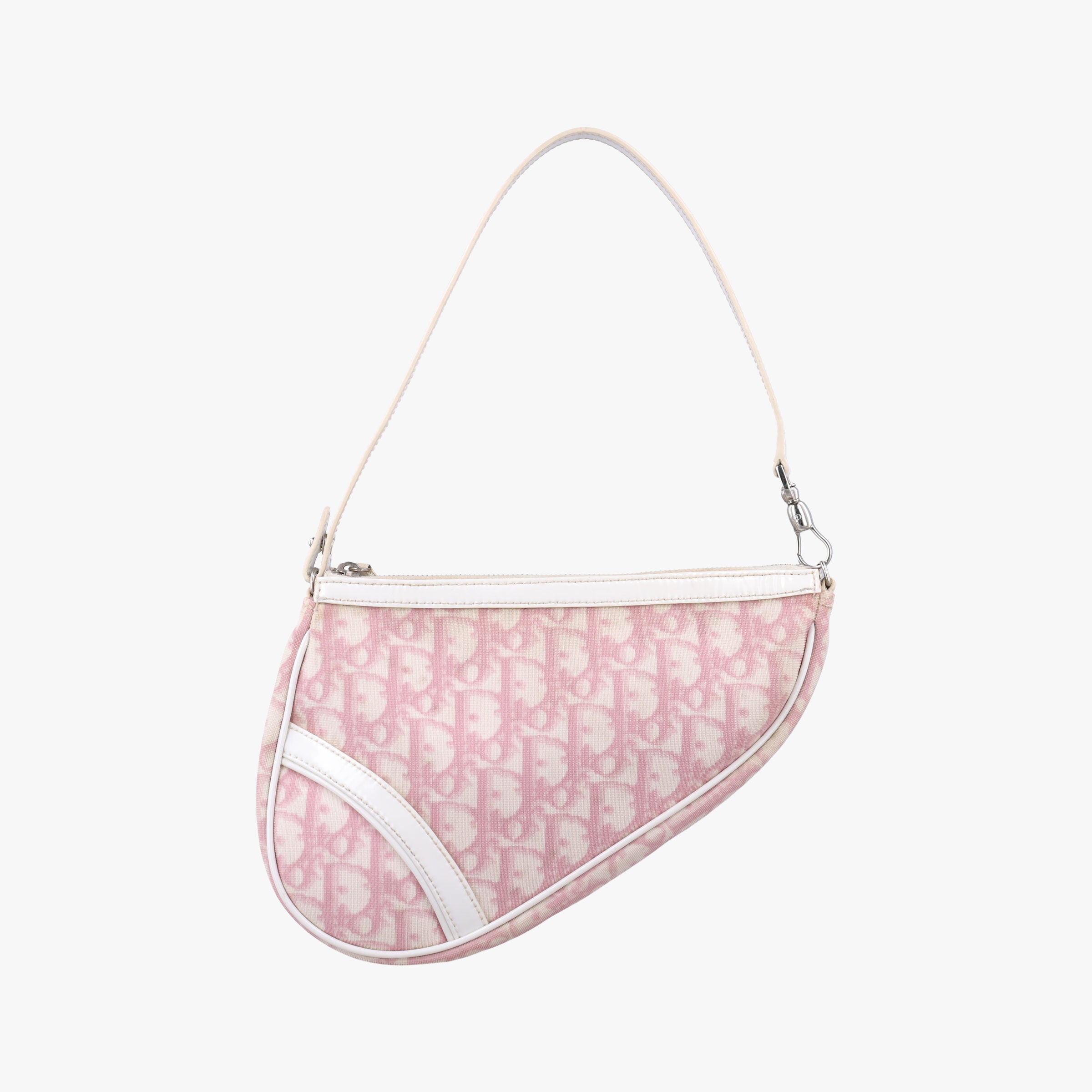 Secondhand Christian Dior Saddle Pink×White Canvas and Leather  handbag | stylenewstar