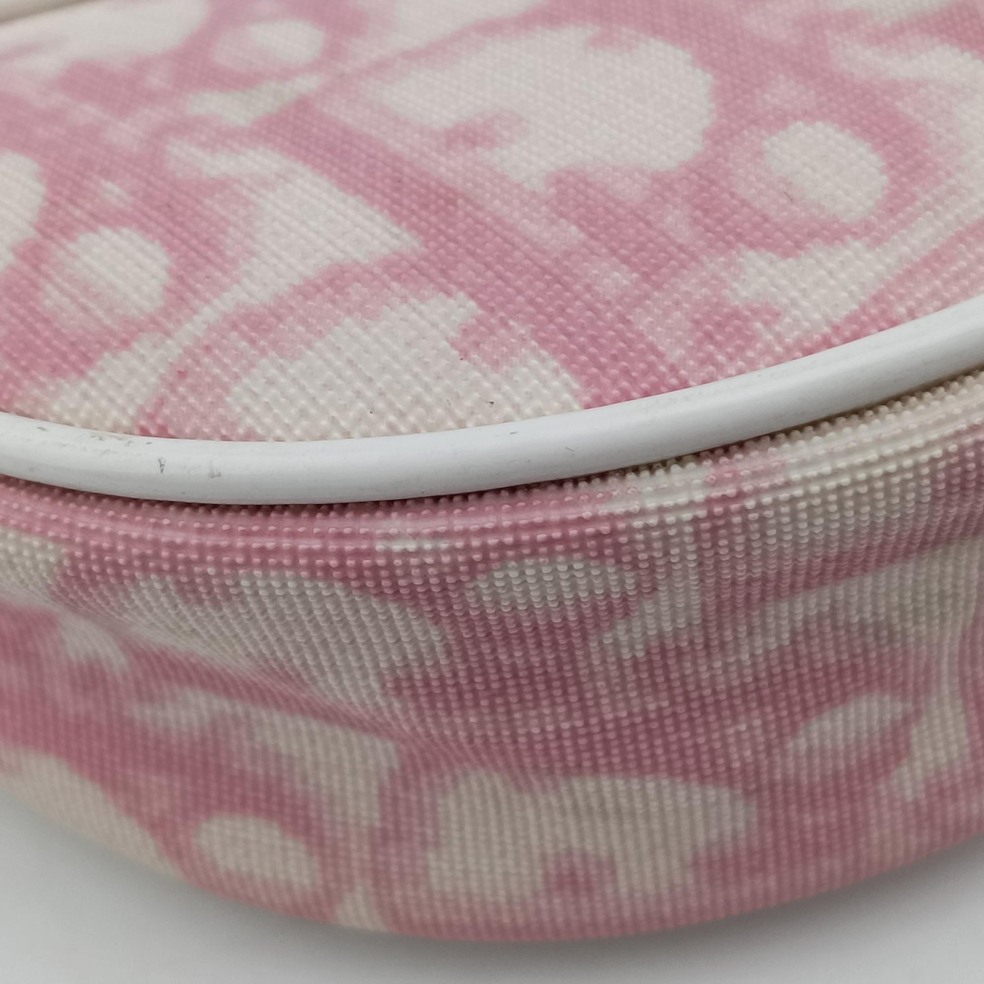 Secondhand Christian Dior Saddle Pink×White Canvas and Leather  handbag | stylenewstar