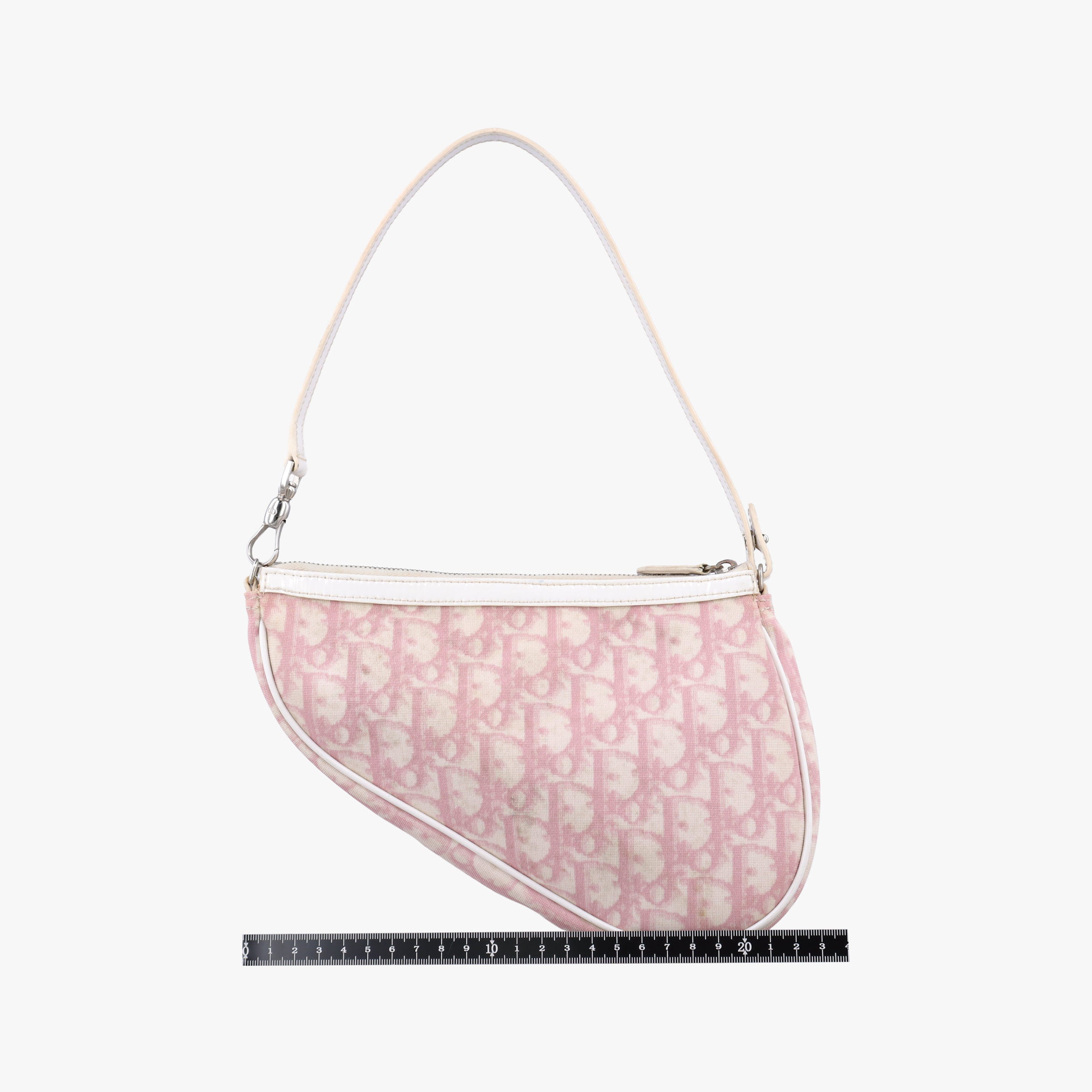 Secondhand Christian Dior Saddle Pink×White Canvas and Leather  handbag | stylenewstar