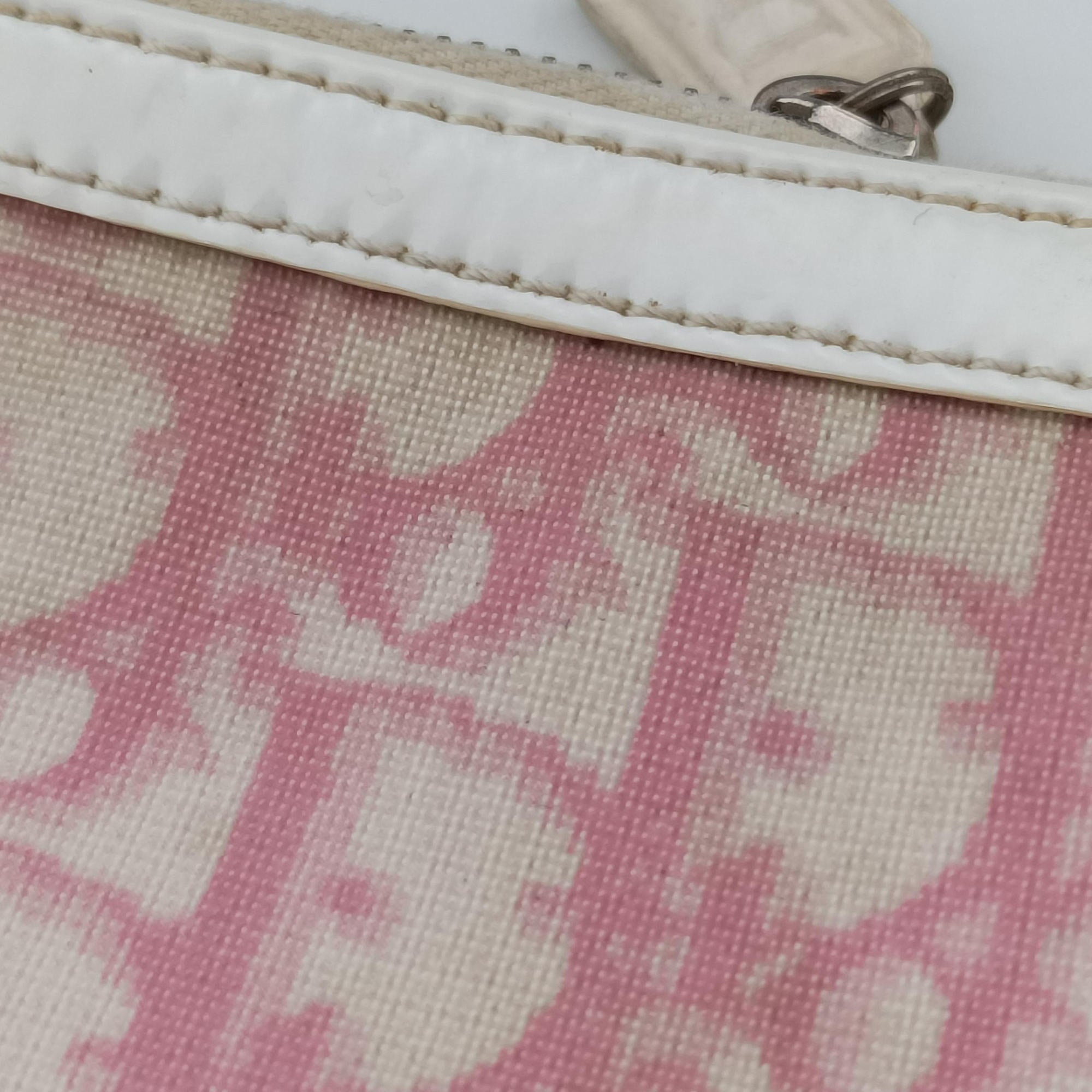 Secondhand Christian Dior Saddle Pink×White Canvas and Leather  handbag | stylenewstar