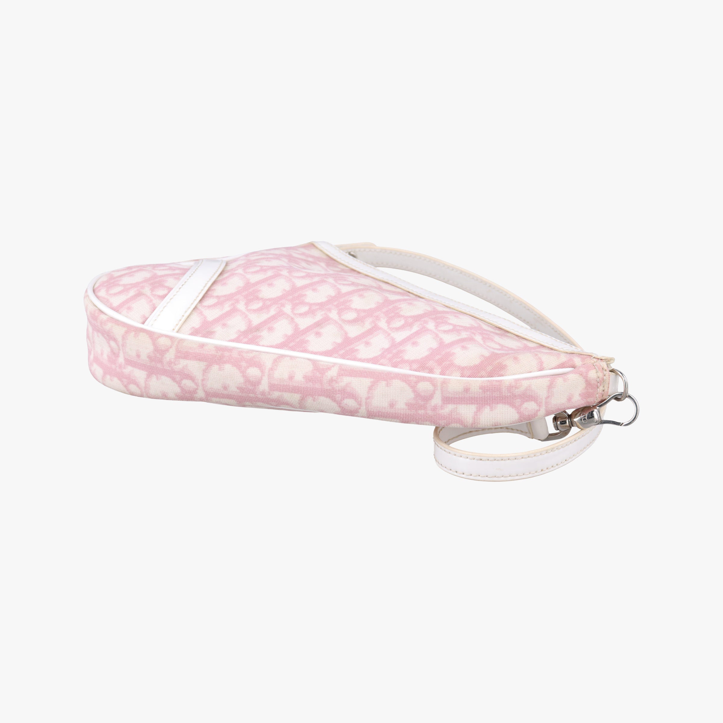 Secondhand Christian Dior Saddle Pink×White Canvas and Leather  handbag | stylenewstar