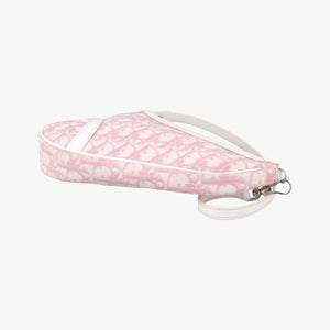 Secondhand Christian Dior Saddle Pink×White Canvas and Leather  handbag | stylenewstar