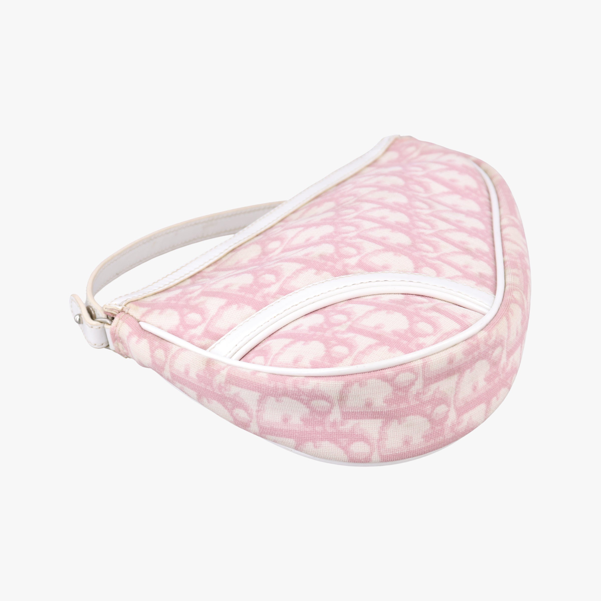 Secondhand Christian Dior Saddle Pink×White Canvas and Leather  handbag | stylenewstar