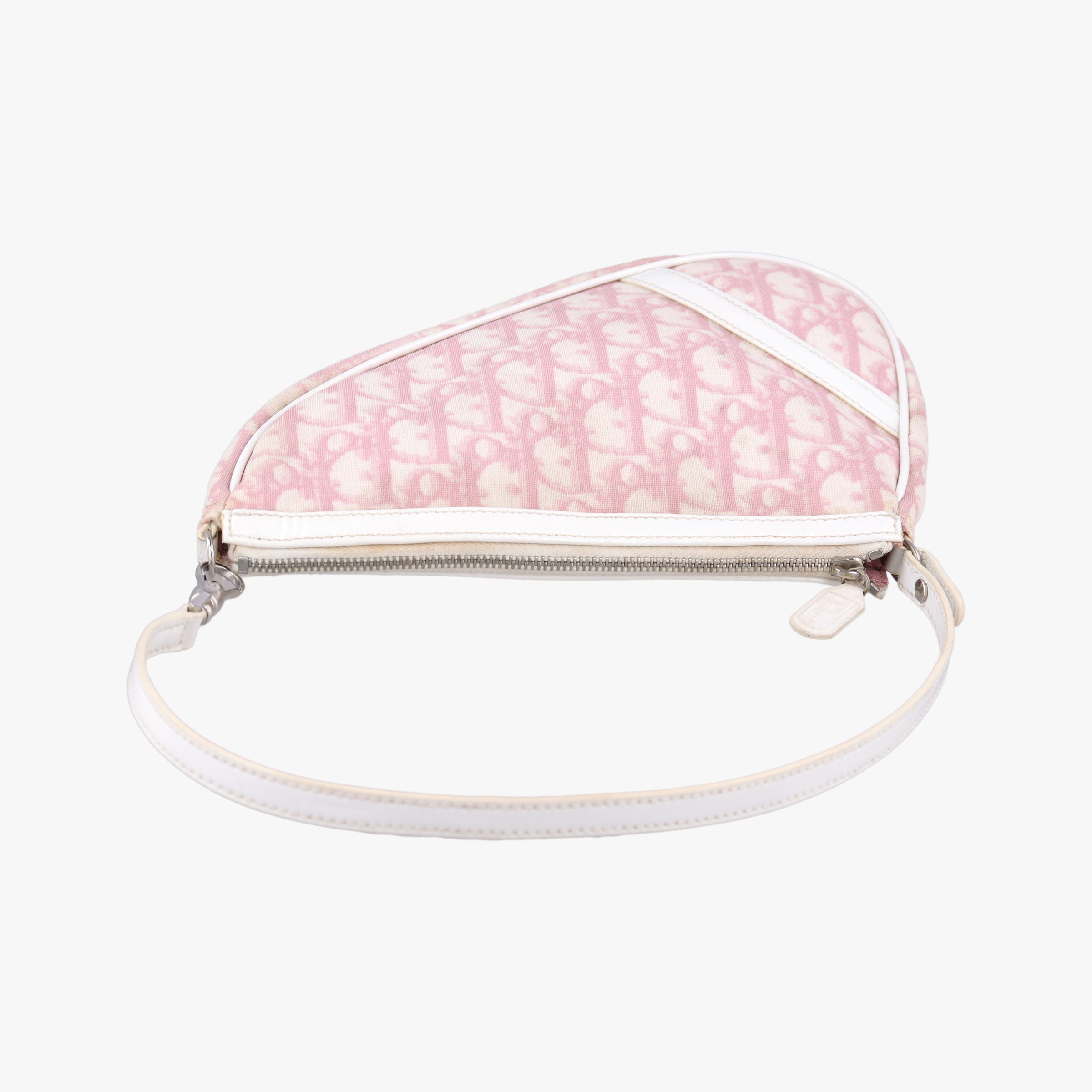Secondhand Christian Dior Saddle Pink×White Canvas and Leather  handbag | stylenewstar