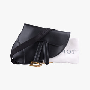 Pre-owned Christian Dior saddle Black leather  bum bag/waist bag | stylenewstar