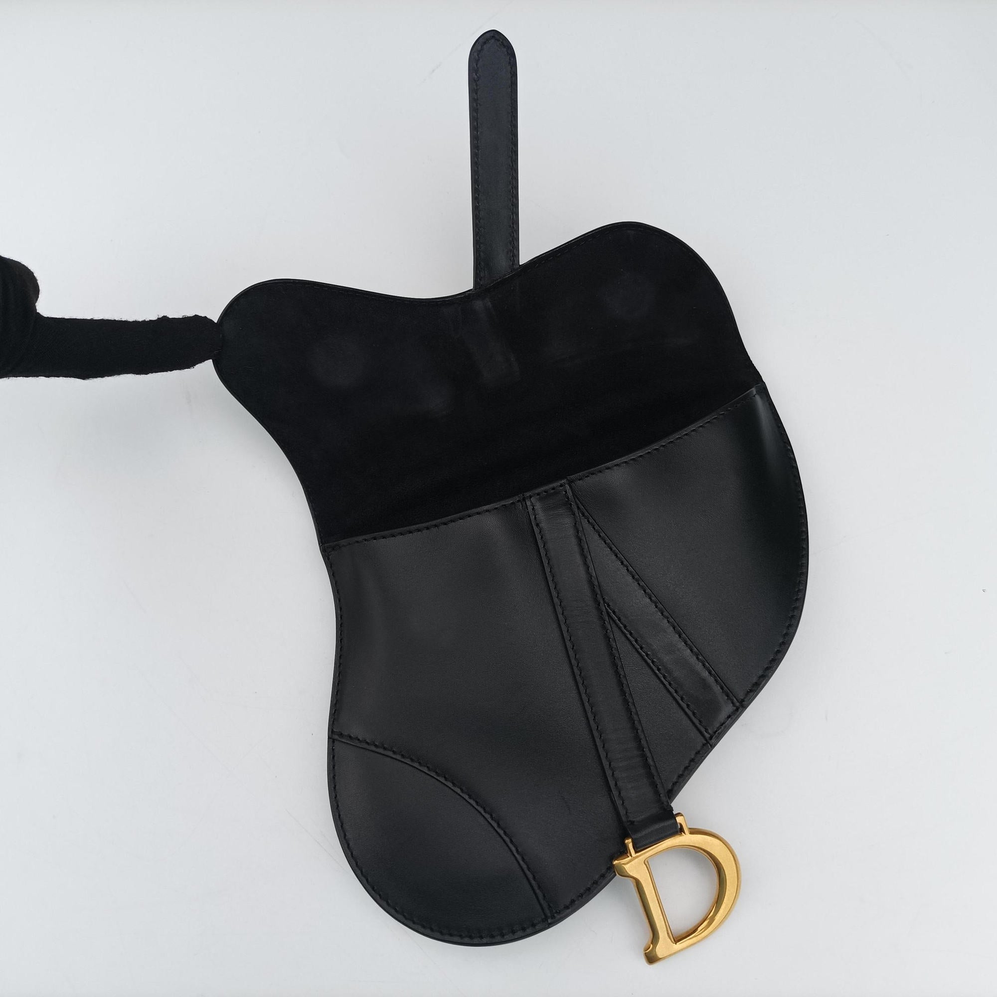 Pre-owned Christian Dior saddle Black leather  bum bag/waist bag | stylenewstar