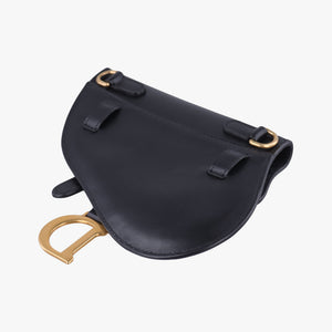 Pre-owned Christian Dior saddle Black leather  bum bag/waist bag | stylenewstar