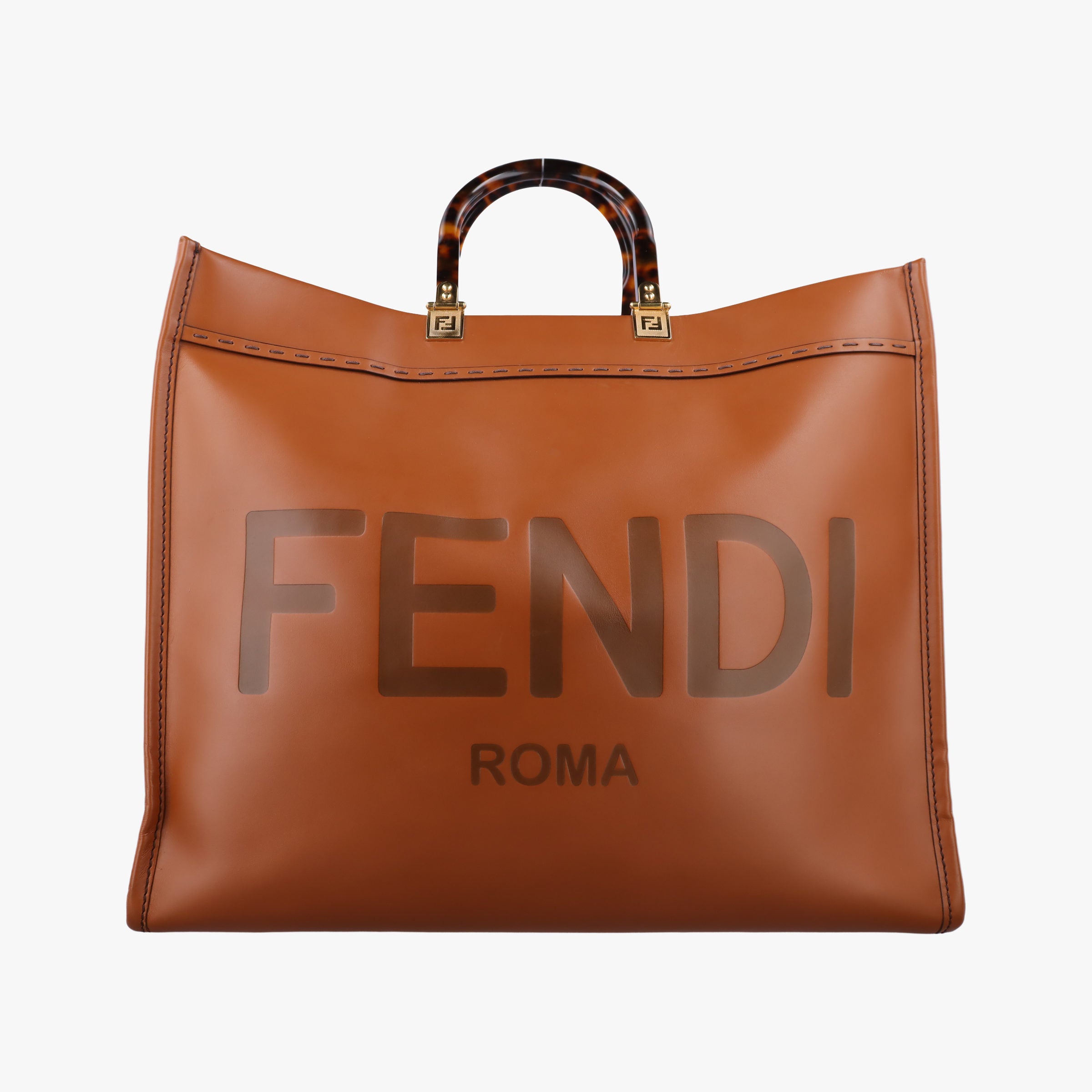 Pre-owned Fendi Sunshine Brown Leather 8BH372 handbag | stylenewstar