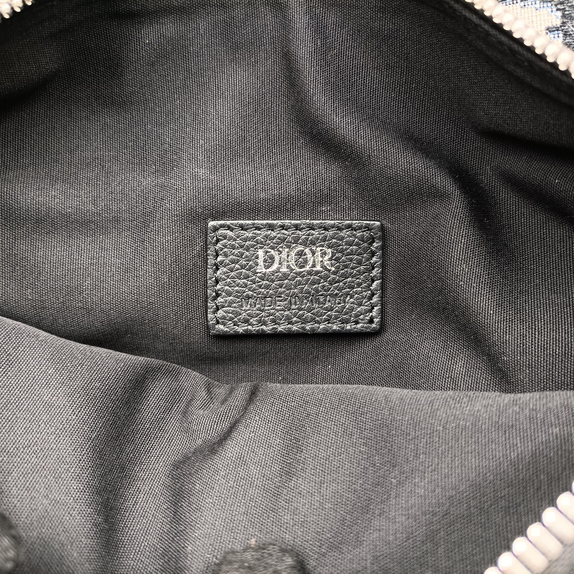 Pre-owned Christian Dior saddle Navy×Gray Jacquard  crossbodybag | stylenewstar