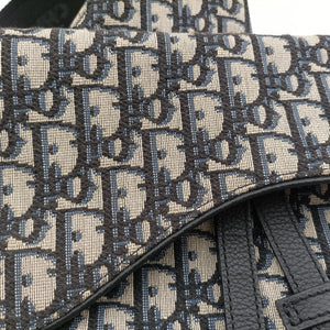 Pre-owned Christian Dior saddle Navy×Gray Jacquard  crossbodybag | stylenewstar