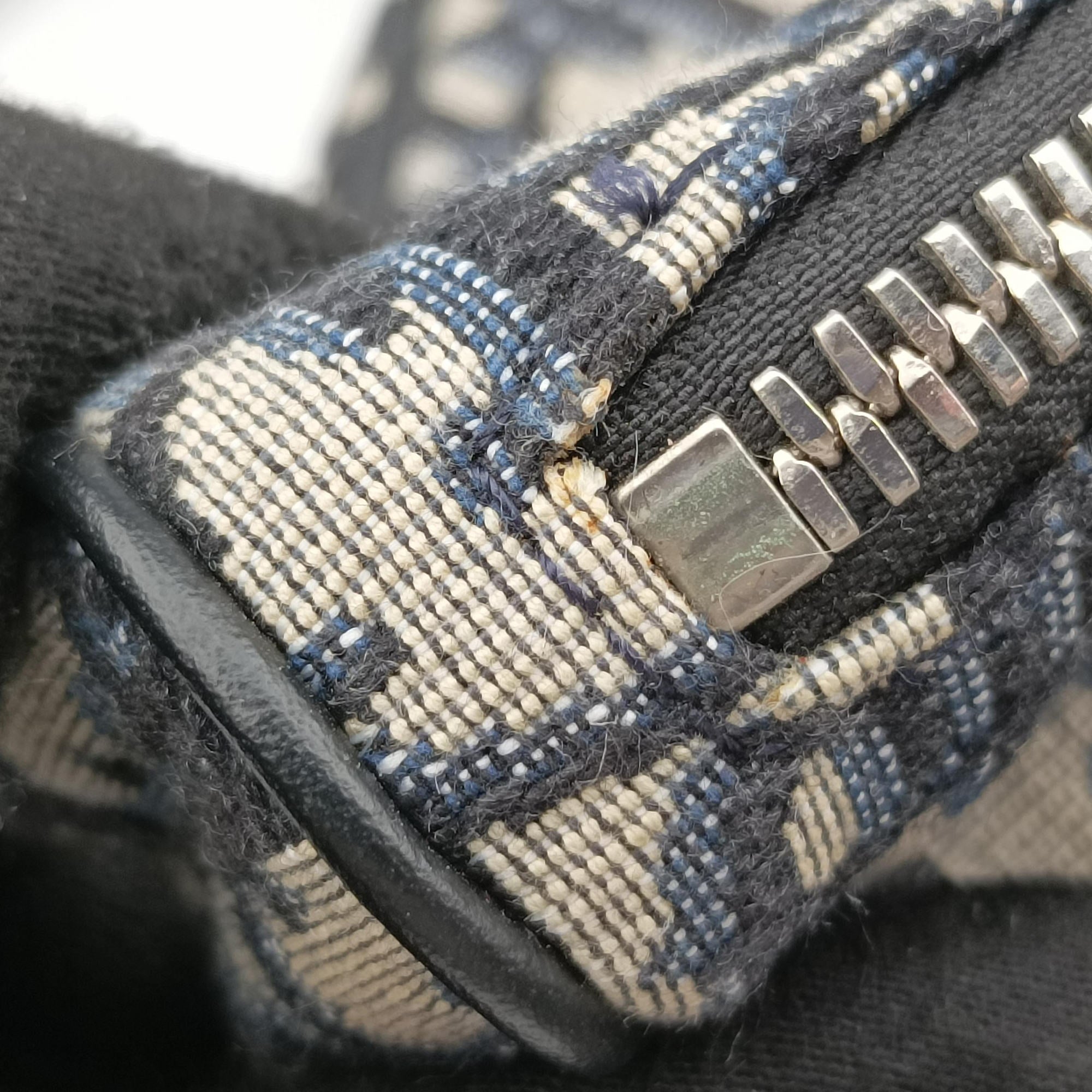 Pre-owned Christian Dior saddle Navy×Gray Jacquard  crossbodybag | stylenewstar
