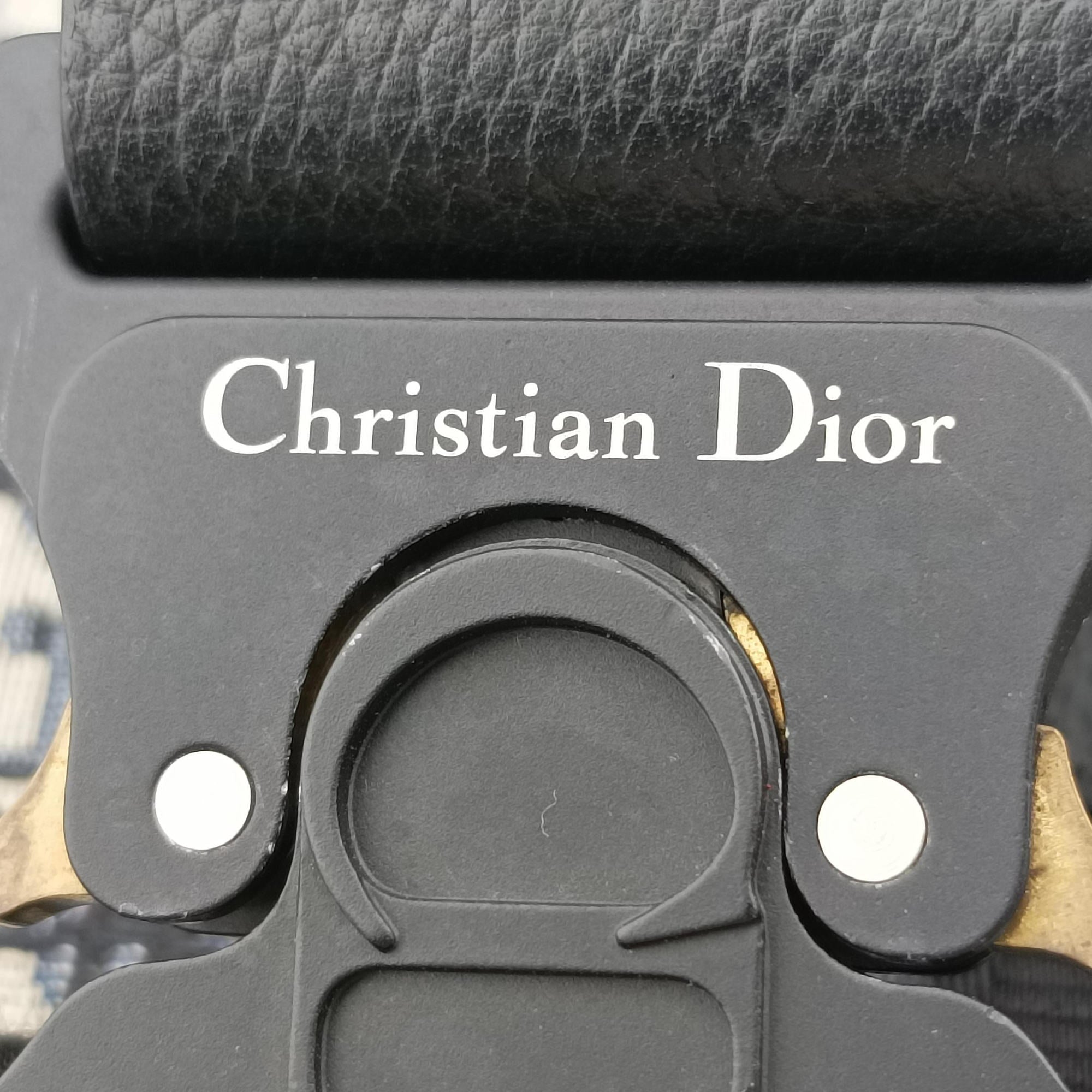 Pre-owned Christian Dior saddle Navy×Gray Jacquard  crossbodybag | stylenewstar
