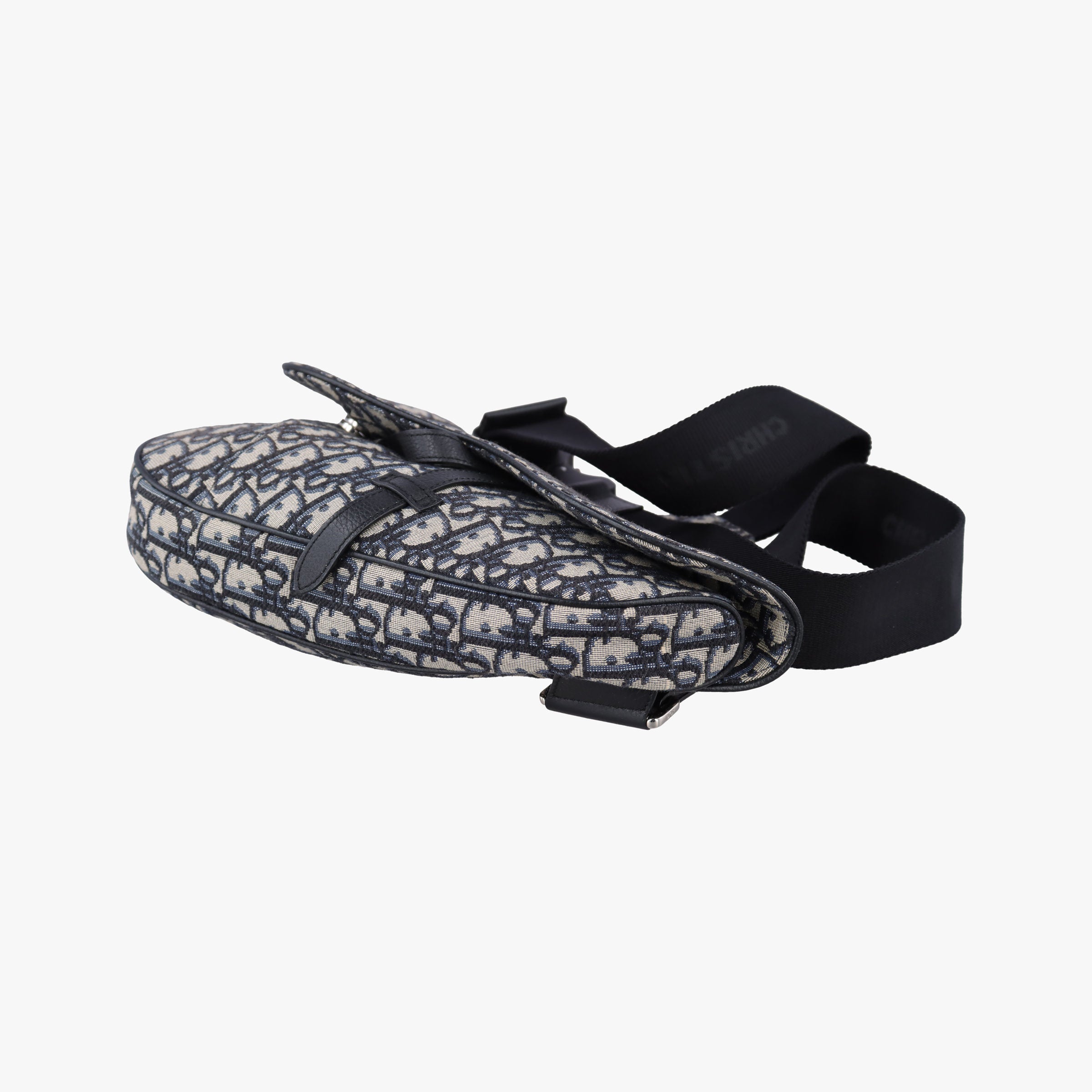 Pre-owned Christian Dior saddle Navy×Gray Jacquard  crossbodybag | stylenewstar