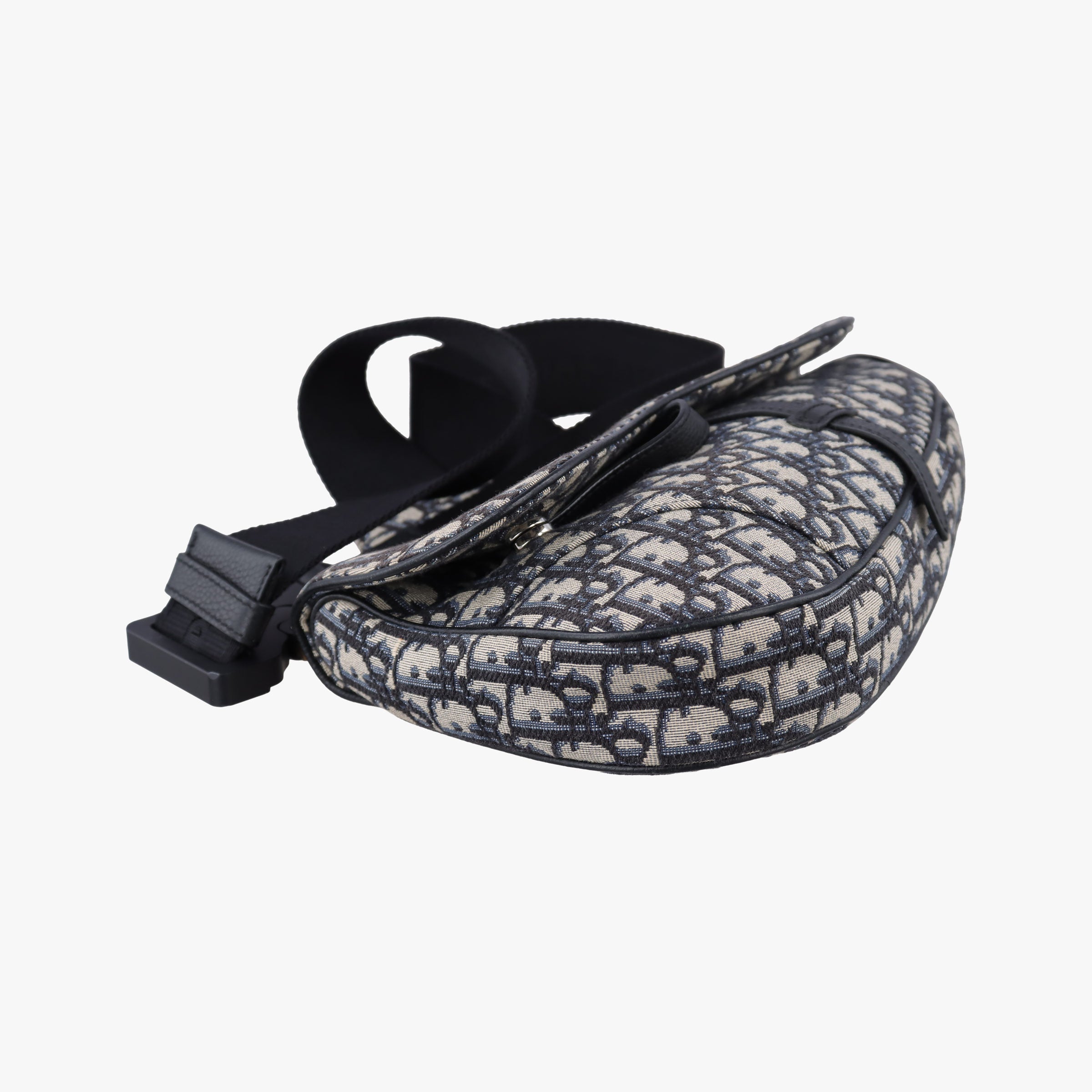 Pre-owned Christian Dior saddle Navy×Gray Jacquard  crossbodybag | stylenewstar