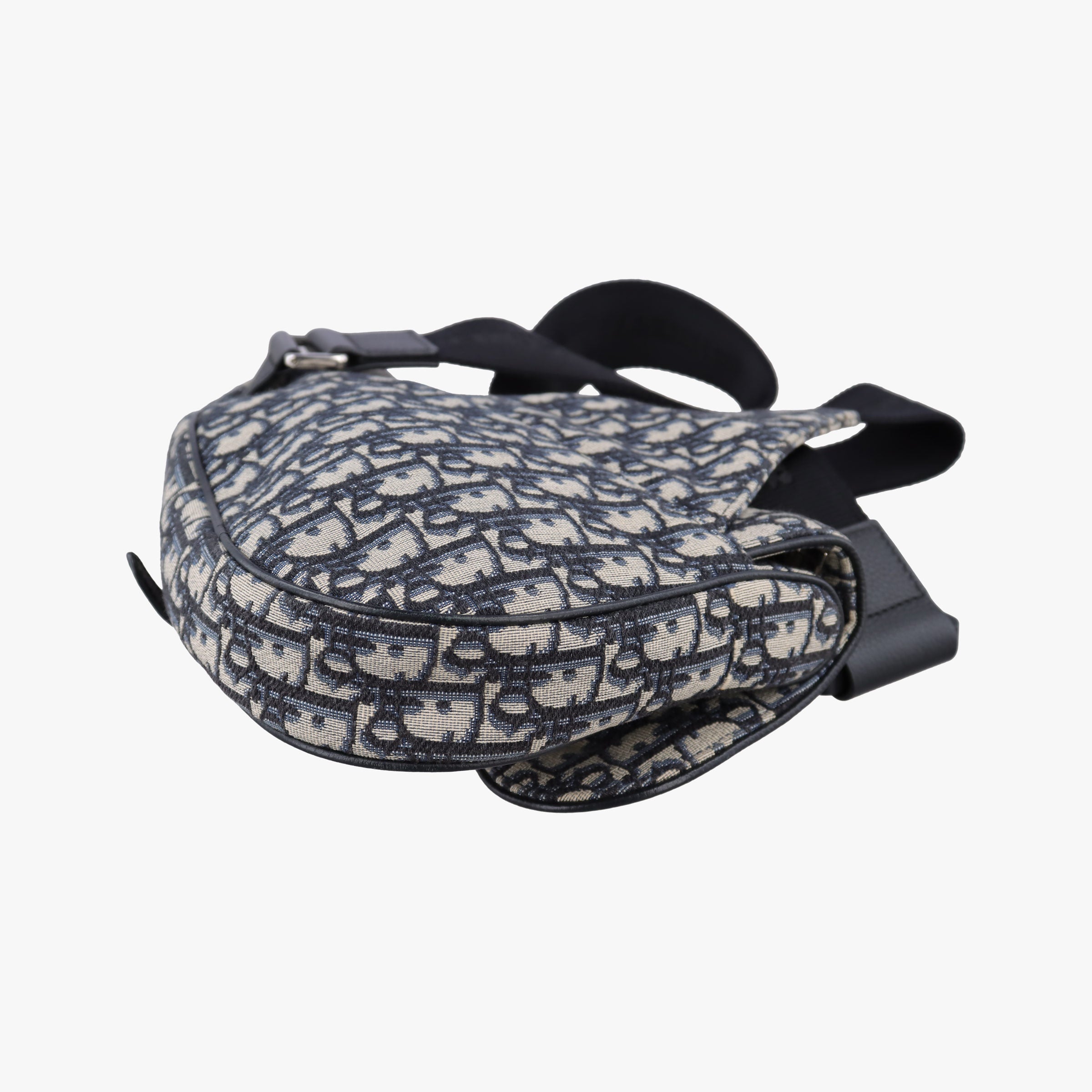 Pre-owned Christian Dior saddle Navy×Gray Jacquard  crossbodybag | stylenewstar