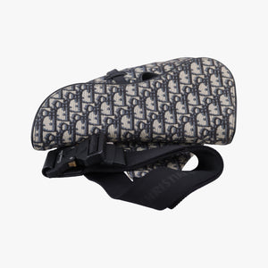 Pre-owned Christian Dior saddle Navy×Gray Jacquard  crossbodybag | stylenewstar